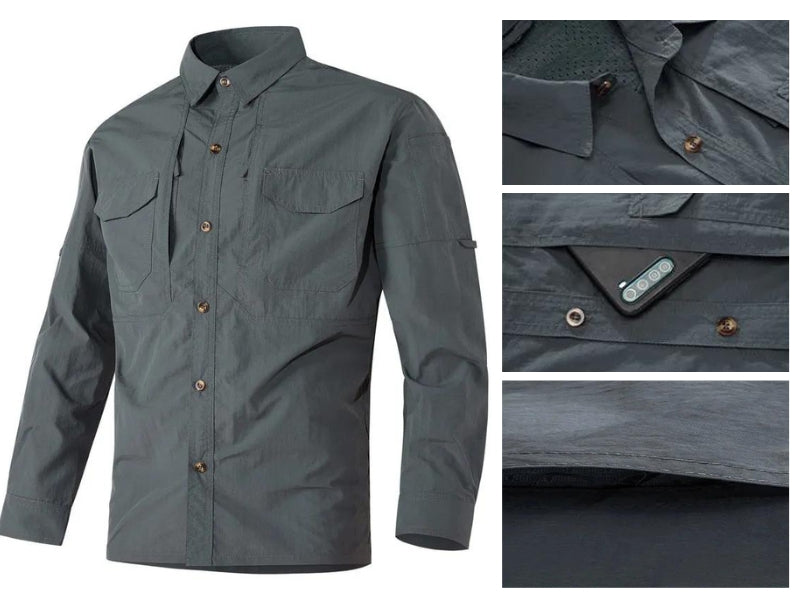 Men's Long Sleeve UPF50+ Multi-Pocket Shirt | UV Max