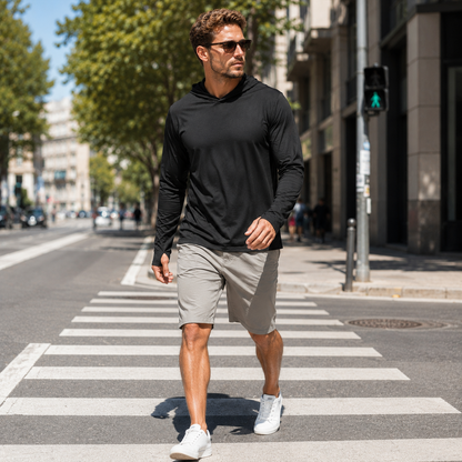 Men's Hooded Sun Protection Shirt UPF 50+ with Thumbholes | UV Max, view 7
