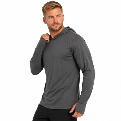 Men's Hooded Sun Protection Shirt UPF 50+ with Thumbholes | UV Max, view 12