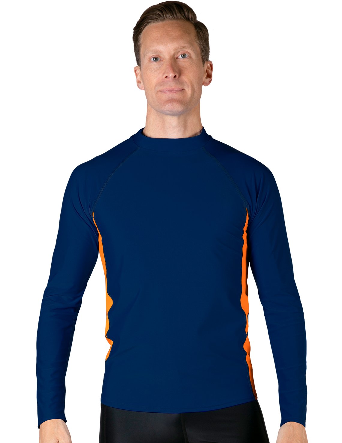 Long Sleeve Rash Guard UPF 50+ - Navy / Orange | UV Max