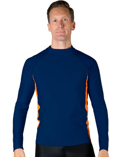 Long Sleeve Rash Guard UPF 50+ - Navy / Orange | UV Max