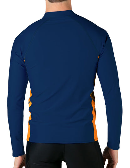 Long Sleeve Rash Guard UPF 50+ - Navy / Orange | UV Max, view 2