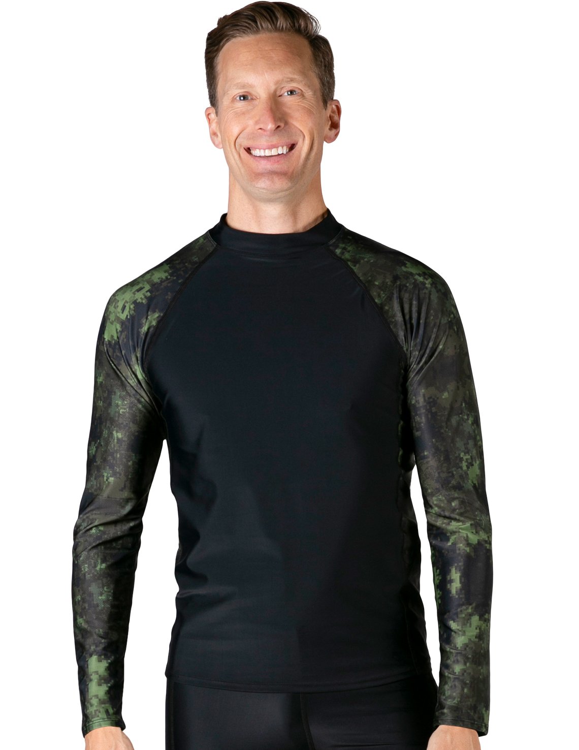 Long Sleeve Rash Guard UPF 50+ - Green Camo | UV Max