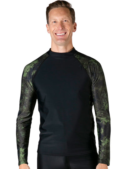 Long Sleeve Rash Guard UPF 50+ - Green Camo | UV Max
