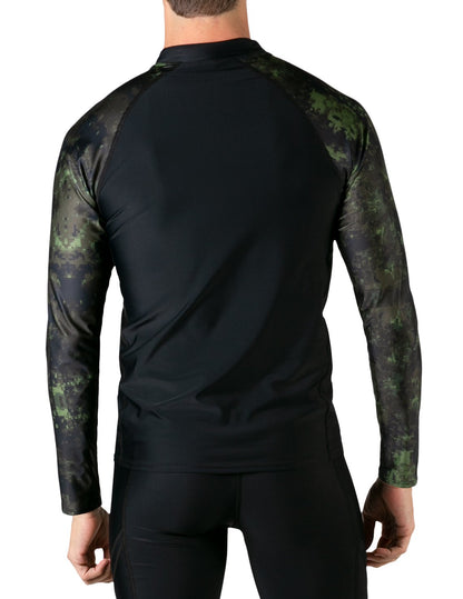 Long Sleeve Rash Guard UPF 50+ - Green Camo | UV Max, view 3