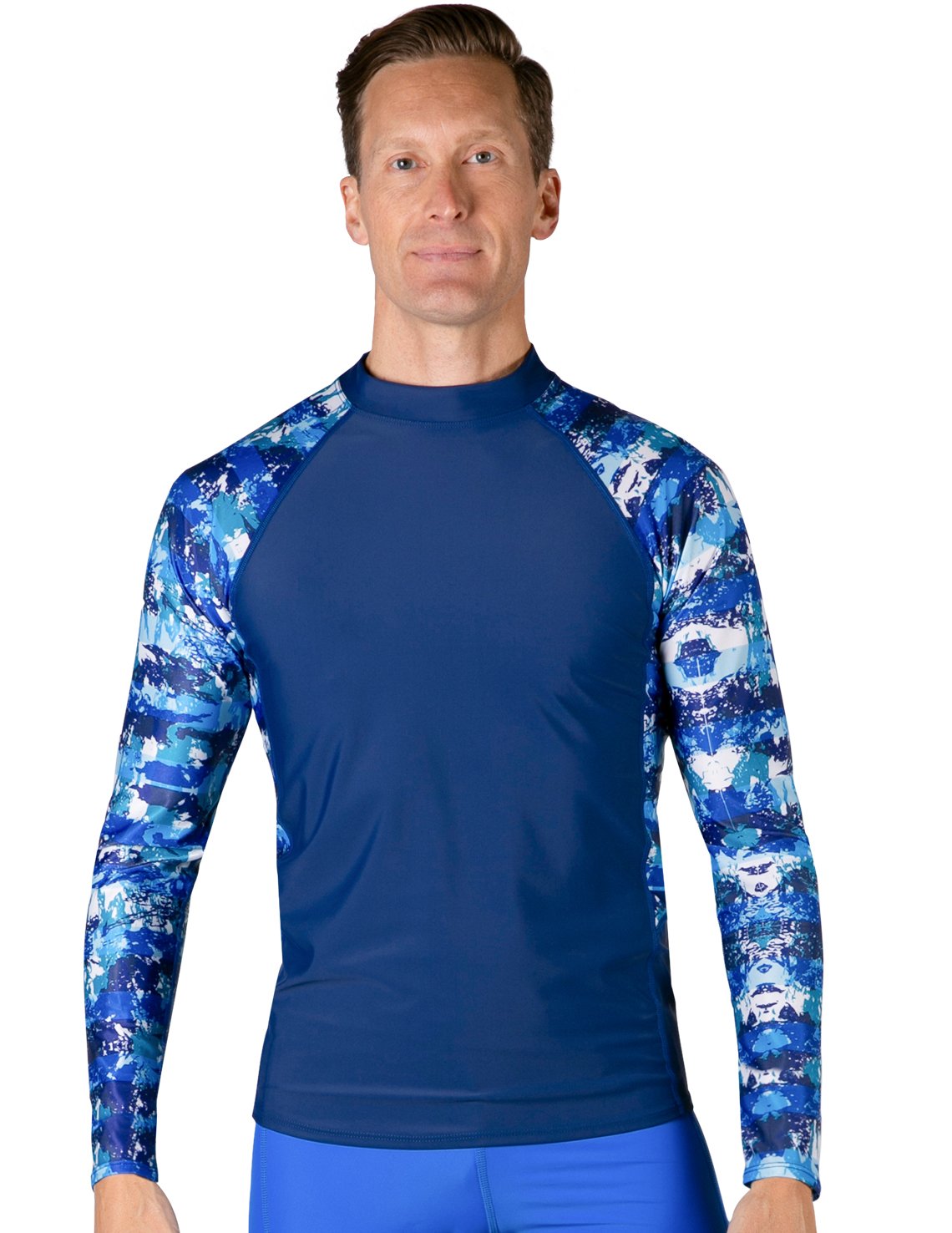Long Sleeve Rash Guard UPF 50+ - Blue Camo | UV Max