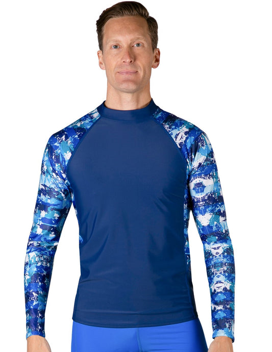 Long Sleeve Rash Guard UPF 50+ - Blue Camo | UV Max