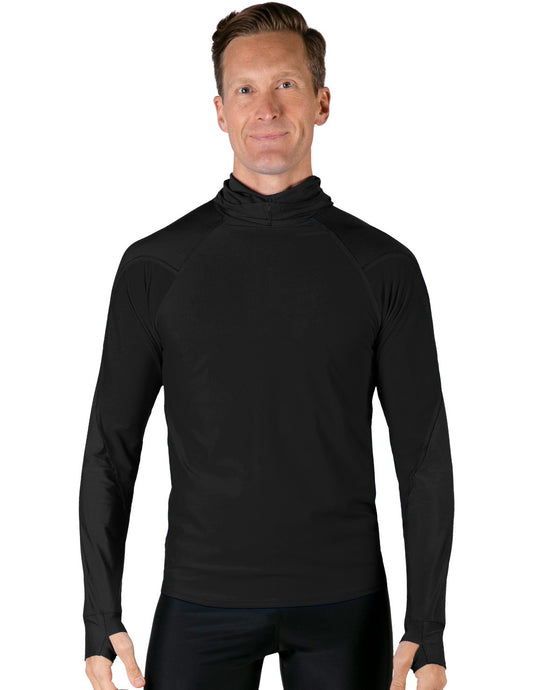 Hooded Rash Guard UPF 50+ Fitted Hood - Black | UV Max