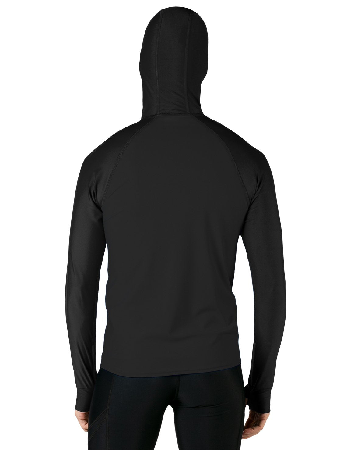 Hooded Rash Guard UPF 50+ Fitted Hood - Black | UV Max, view 2