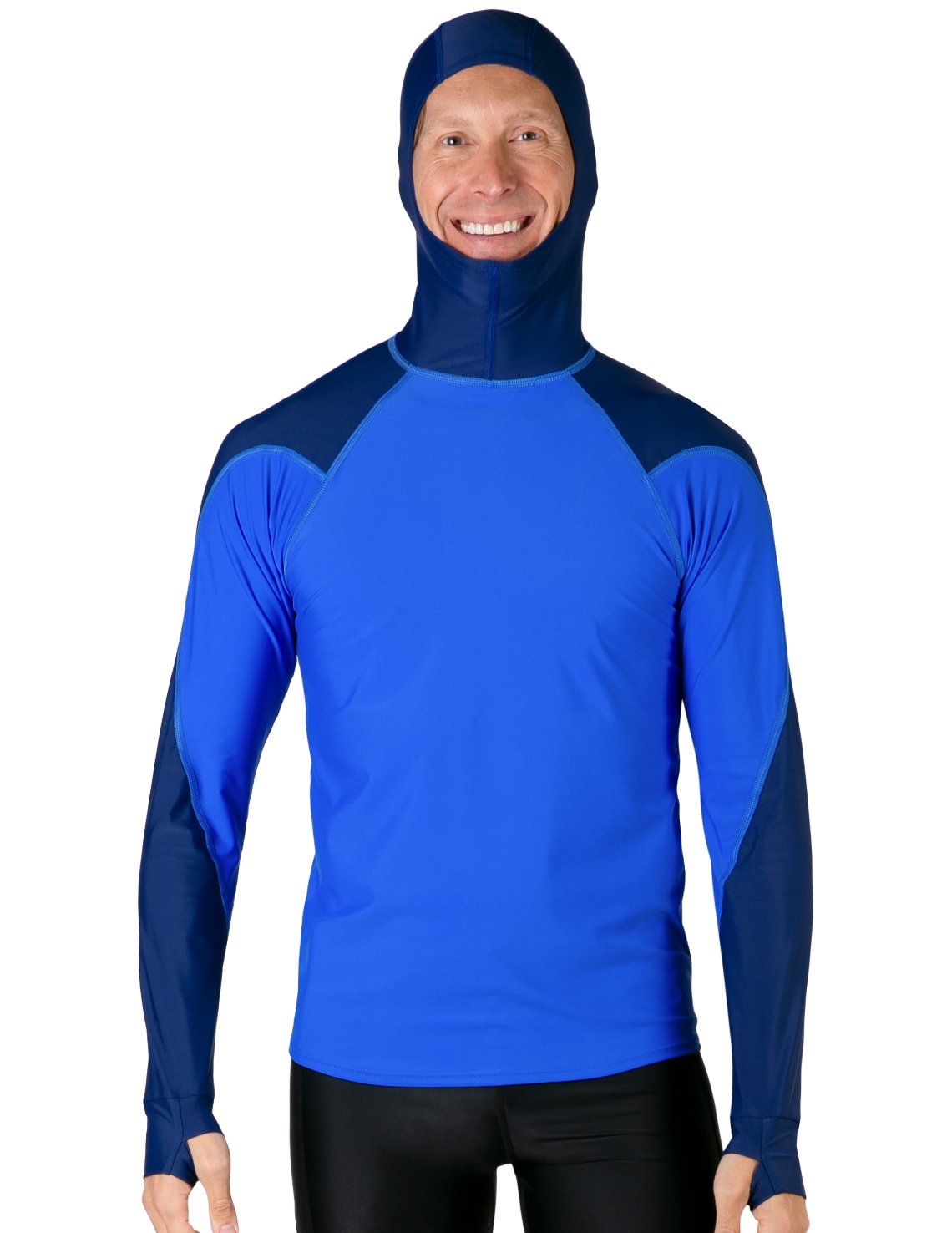 Hooded Rash Guard UPF 50+ Fitted Hood - Royal / Navy | UV Max, view 5