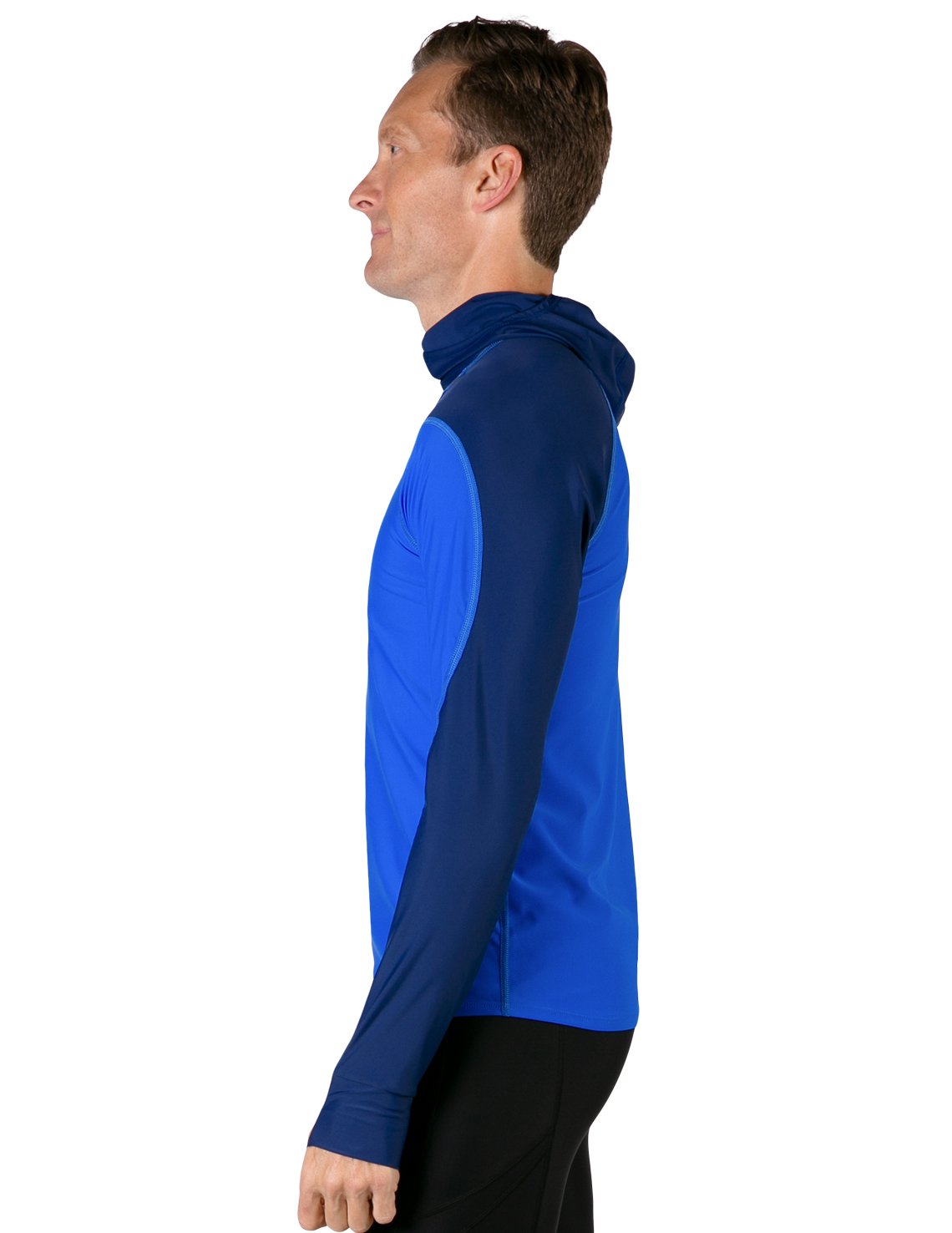 Hooded Rash Guard UPF 50+ Fitted Hood - Royal / Navy | UV Max, view 2