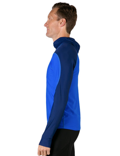 Hooded Rash Guard UPF 50+ Fitted Hood - Royal / Navy | UV Max, view 2