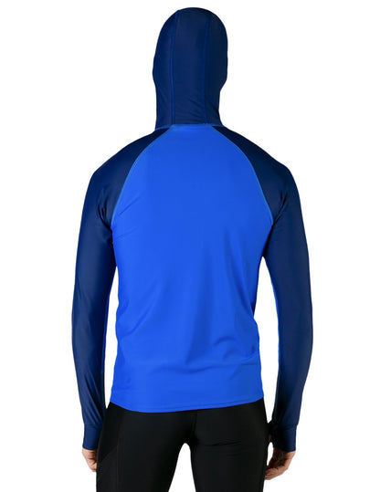 Hooded Rash Guard UPF 50+ Fitted Hood - Royal / Navy | UV Max, view 3