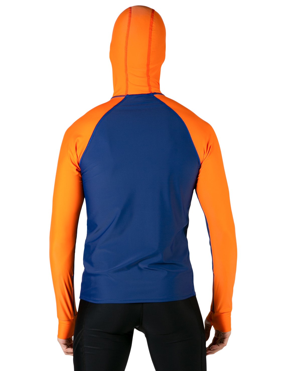 Hooded Rash Guard UPF 50+ Fitted Hood - Navy / Orange | UV Max, view 5