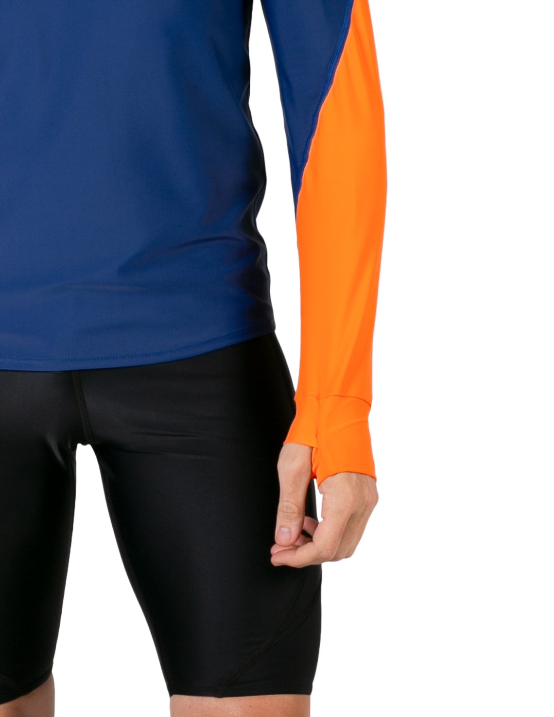 Hooded Rash Guard UPF 50+ Fitted Hood - Navy / Orange | UV Max, view 6