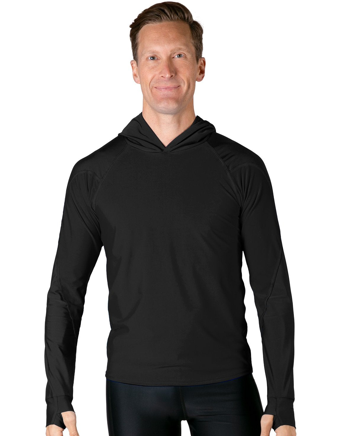 Hooded Rash Guard UPF 50+ Relaxed Hood - Black | UV Max