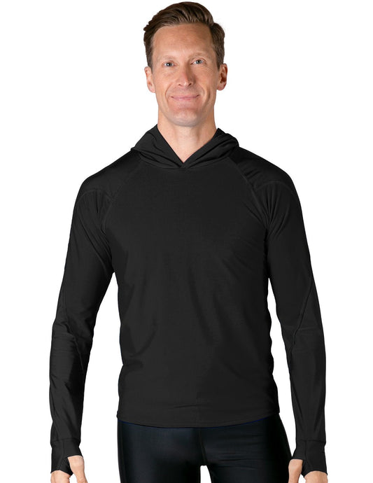 Hooded Rash Guard UPF 50+ Relaxed Hood - Black | UV Max
