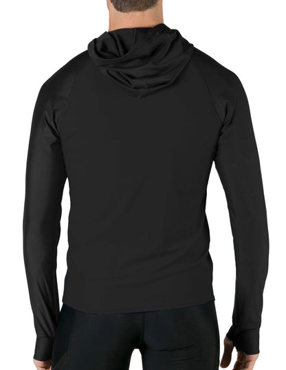 Hooded Rash Guard UPF 50+ Relaxed Hood - Black | UV Max, view 2