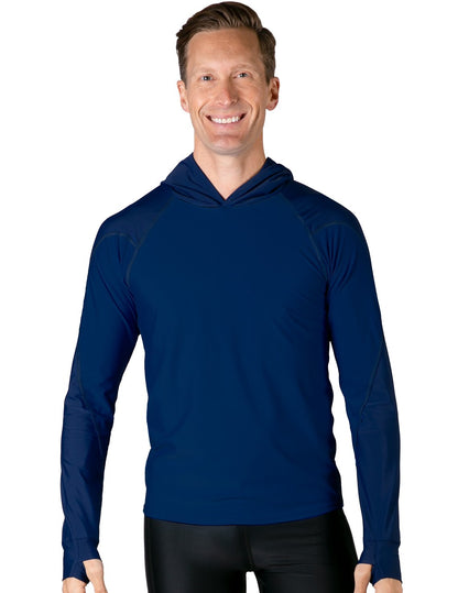 Hooded Rash Guard UPF 50+ Relaxed Hood - Navy | UV Max