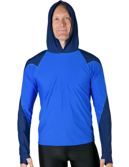 Hooded Rash Guard UPF 50+ Relaxed Hood - Royal / Navy | UV Max, view 4