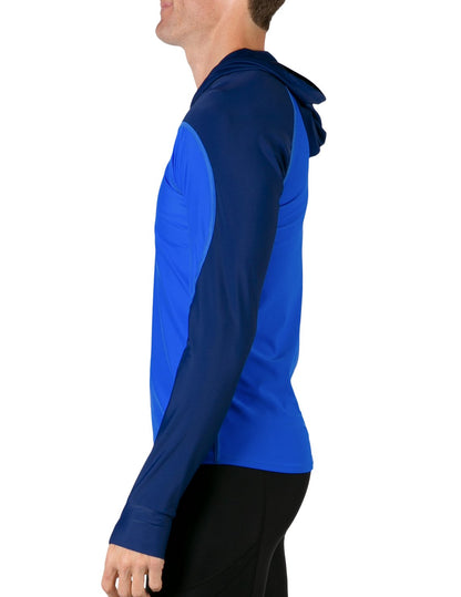 Hooded Rash Guard UPF 50+ Relaxed Hood - Royal / Navy | UV Max, view 2