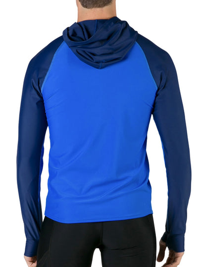 Hooded Rash Guard UPF 50+ Relaxed Hood - Royal / Navy | UV Max, view 3
