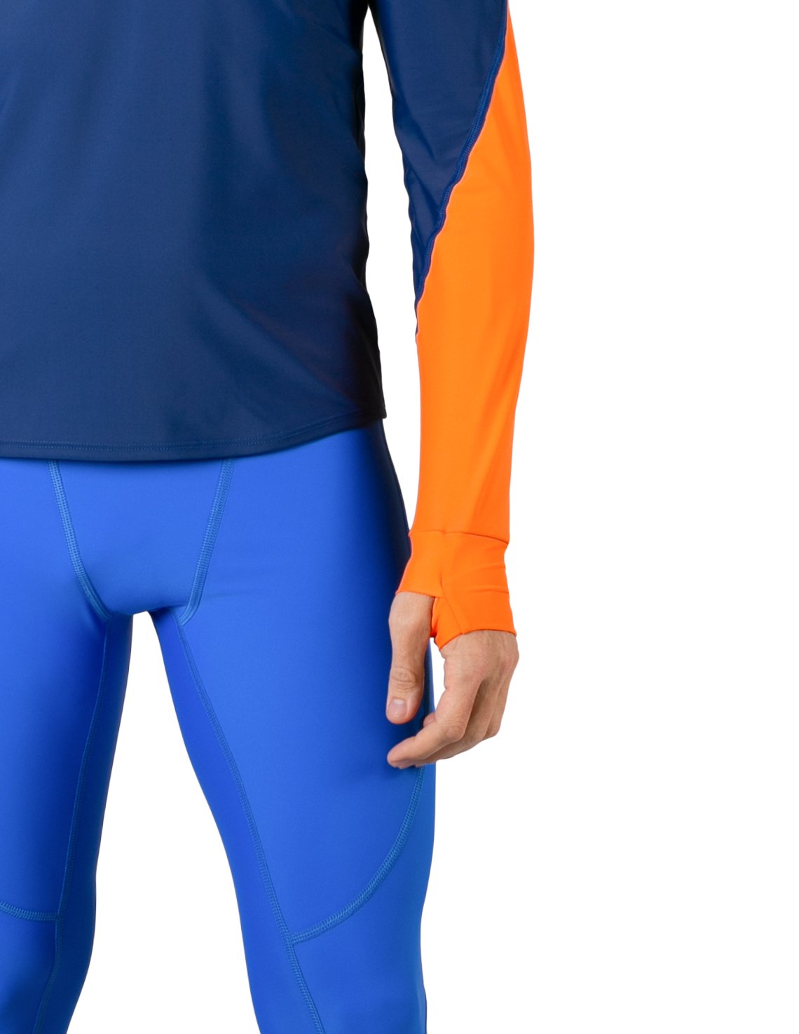 Hooded Rash Guard UPF 50+ Relaxed Hood - Navy / Orange | UV Max, view 6