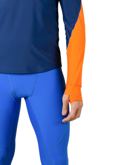 Hooded Rash Guard UPF 50+ Relaxed Hood - Navy / Orange | UV Max, view 6
