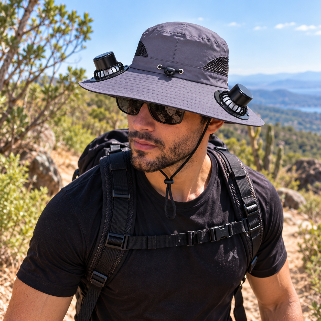 Wide Brim Hat with Dual Fans | UV Max, view 10