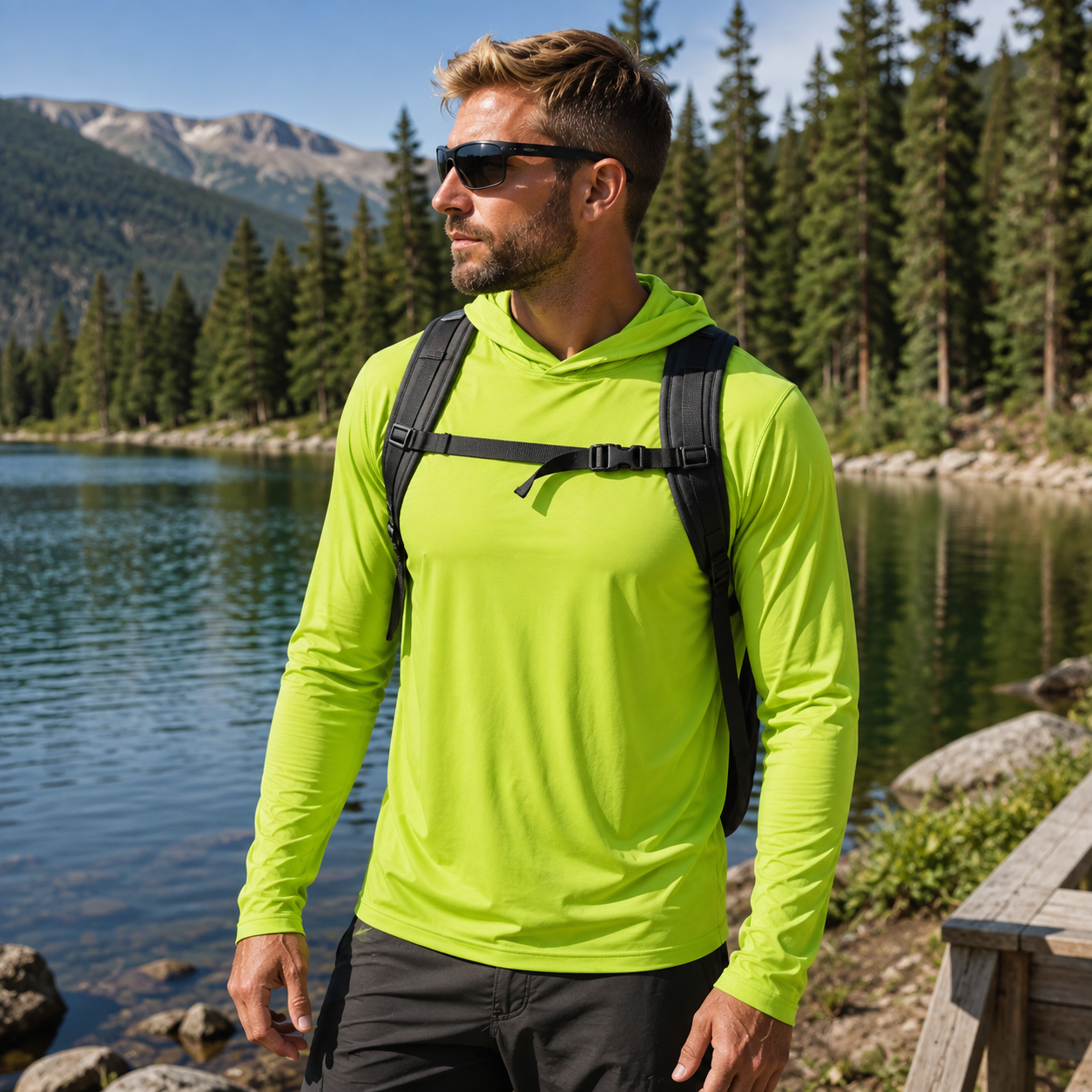 Men's Hooded Sun Protection Shirt UPF 50+ with Thumbholes | UV Max, view 24