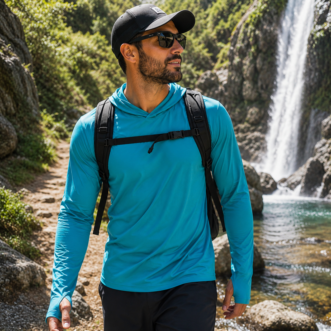 Men's Hooded Sun Protection Shirt UPF 50+ with Thumbholes | UV Max, view 22