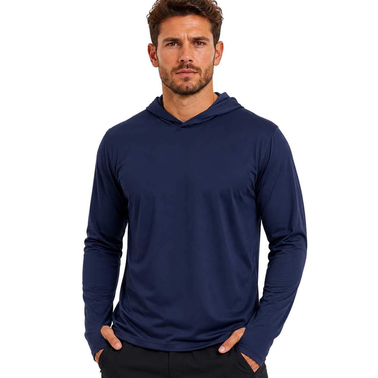 Men's Hooded Sun Protection Shirt UPF 50+ with Thumbholes | UV Max, view 10