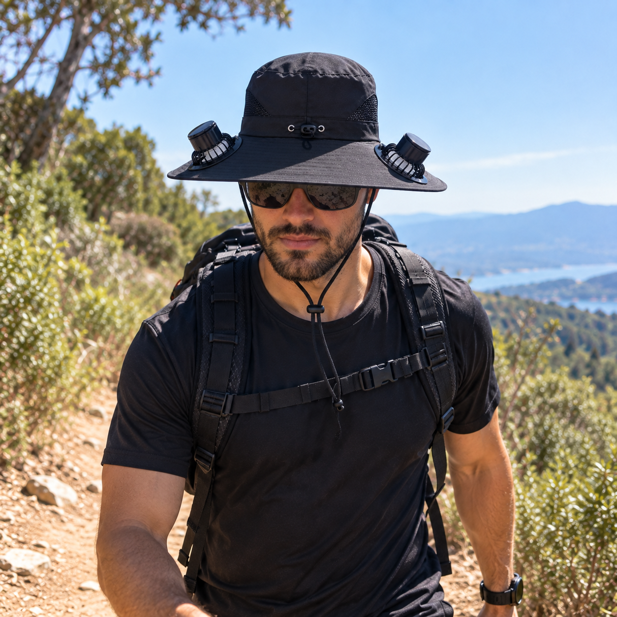 Wide Brim Hat with Dual Fans | UV Max, view 3