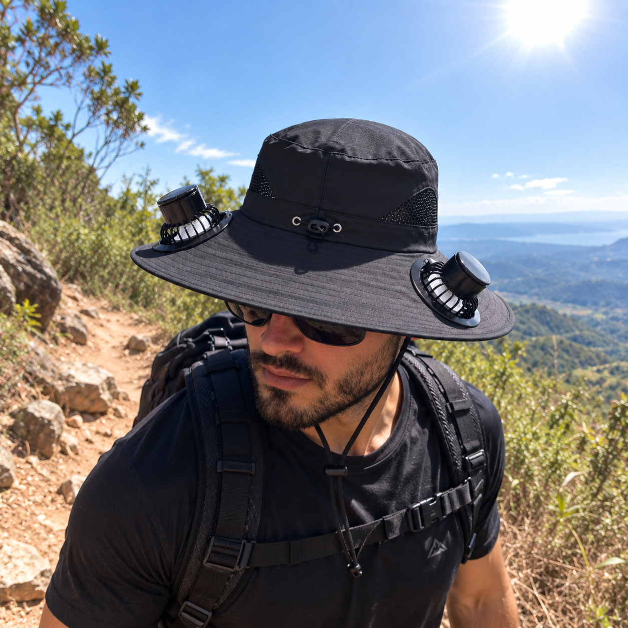 Wide Brim Hat with Dual Fans | UV Max, view 4