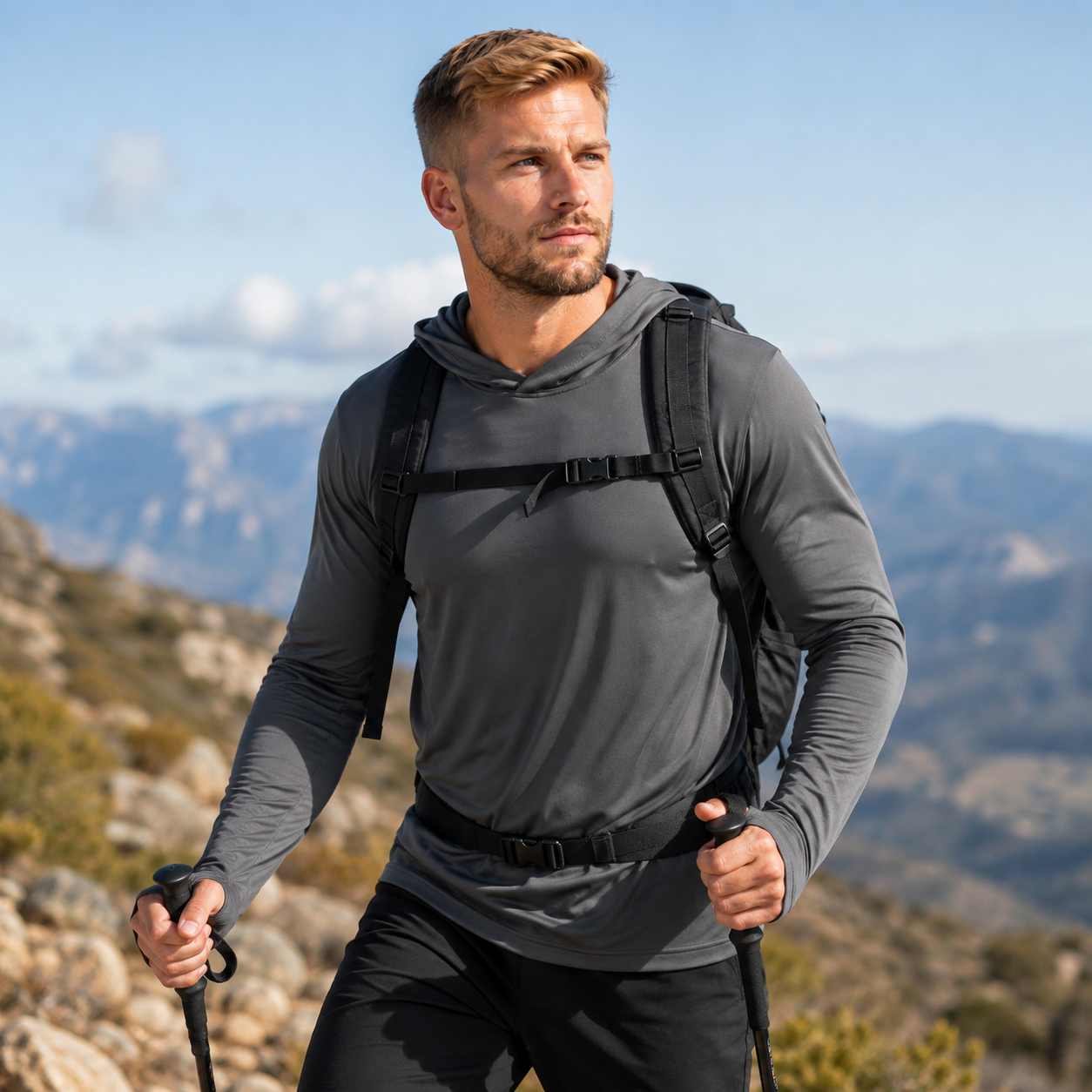Men's Hooded Sun Protection Shirt UPF 50+ with Thumbholes | UV Max, view 16