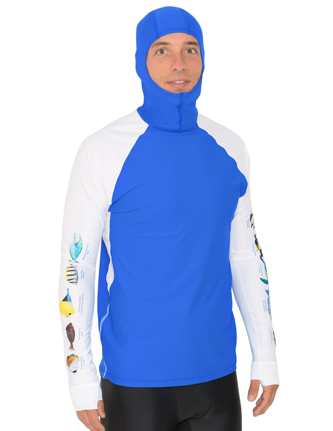 Snorkel Hooded Rash Guard UPF 50+ Hawaii Fish Chart - Royal | UV Max