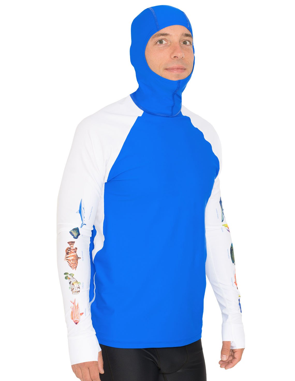 Snorkel Hooded Rash Guard UPF 50+ Caribbean Fish Chart - Royal | UV Max