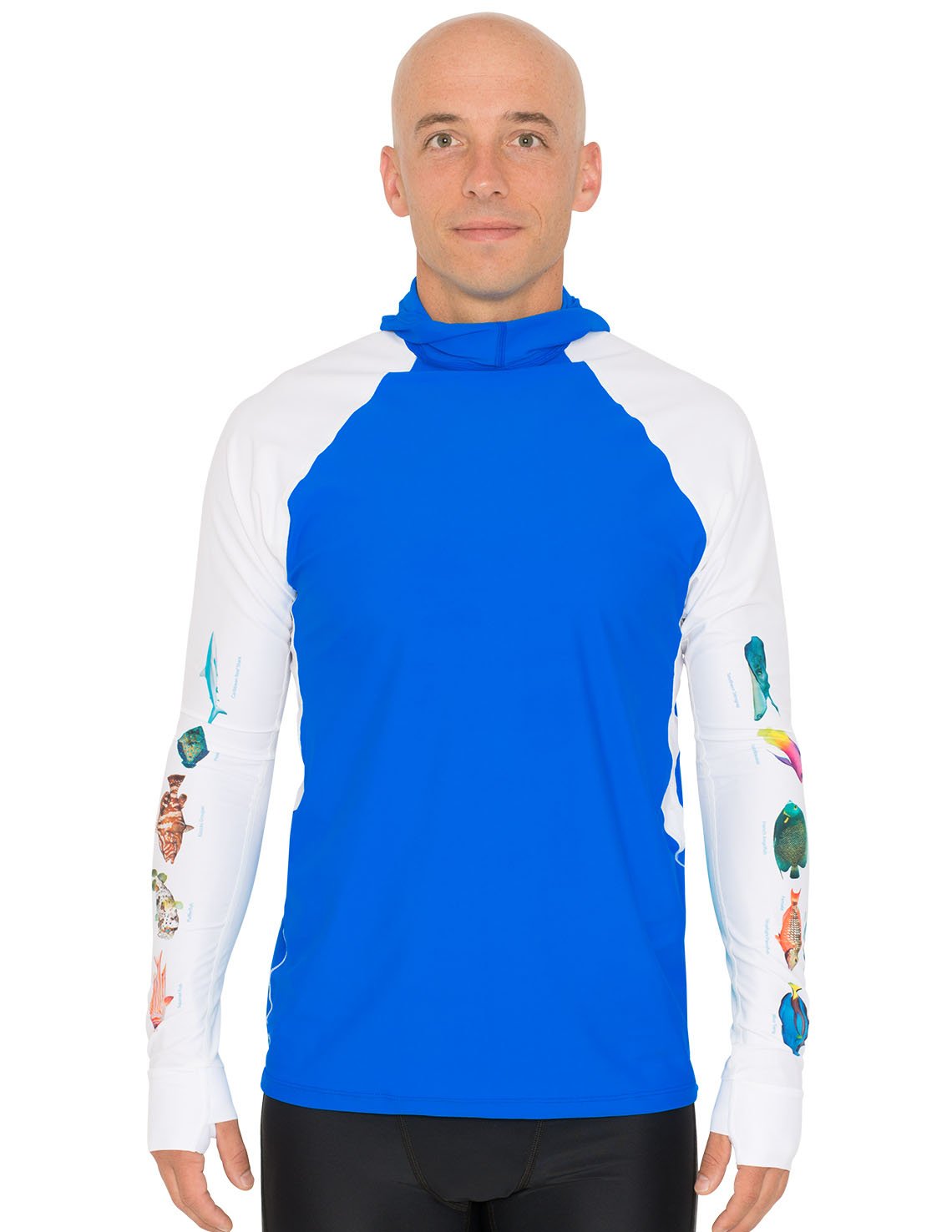 Snorkel Hooded Rash Guard UPF 50+ Caribbean Fish Chart - Royal | UV Max, view 2