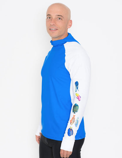Snorkel Hooded Rash Guard UPF 50+ Caribbean Fish Chart - Royal | UV Max, view 3