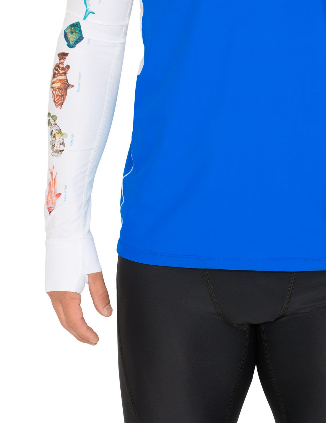 Snorkel Hooded Rash Guard UPF 50+ Caribbean Fish Chart - Royal | UV Max, view 6