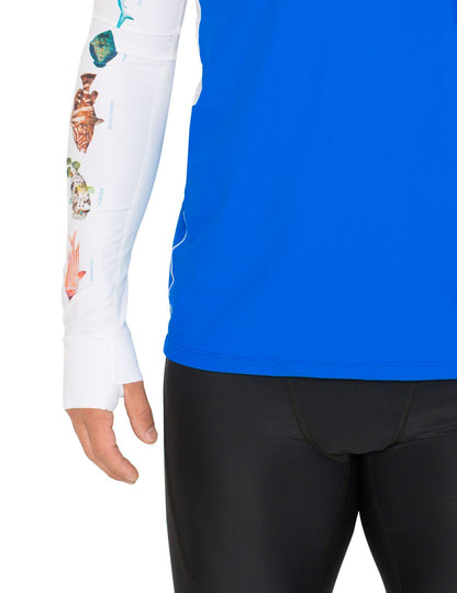 Snorkel Hooded Rash Guard UPF 50+ Caribbean Fish Chart - Royal | UV Max, view 6
